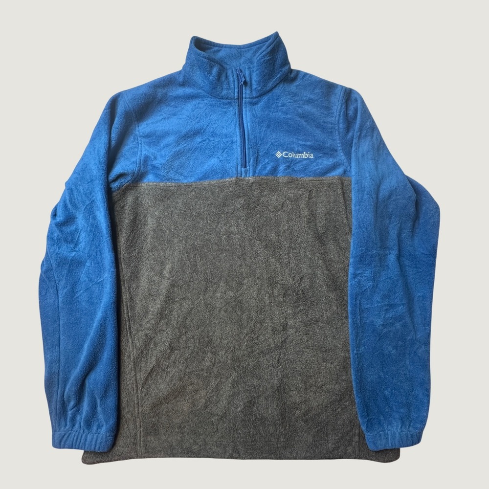 Columbia Pullover Mens M AM1528 Blue Gray Colorblock Quarter Zip Fleece EXCEL